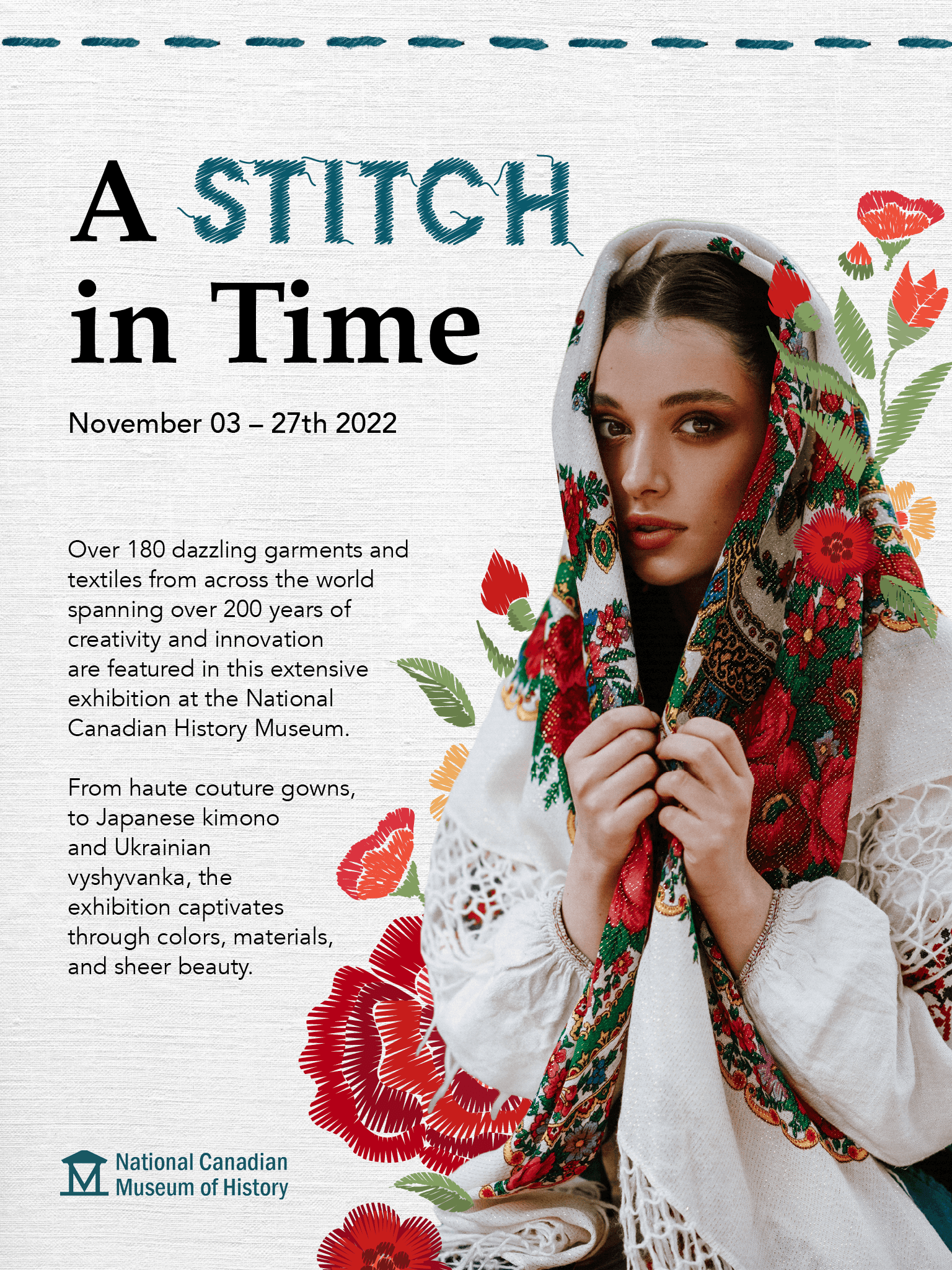 ad for embroidery exhibit at museum