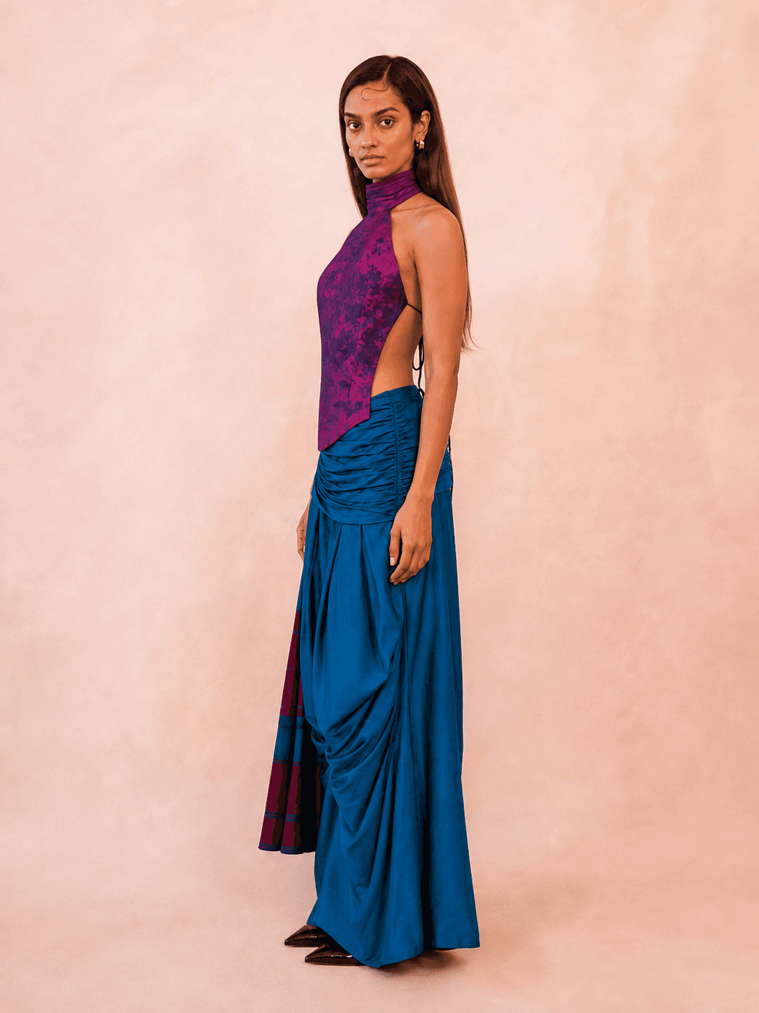 APSARA is our high-neck, backless top crafted from a vintage silk saree
