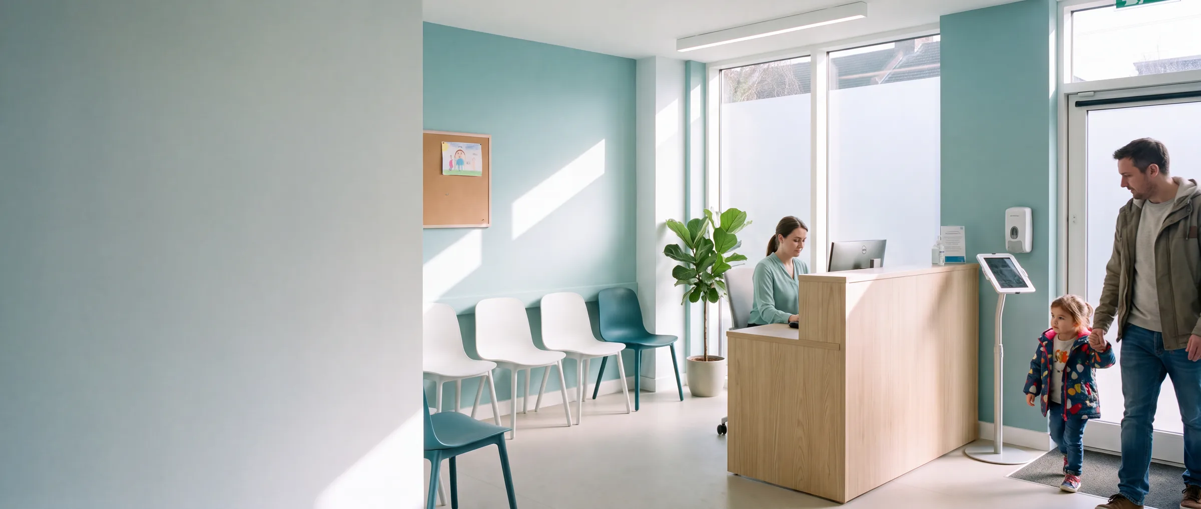 Reception at Halden Family Practice in morning light