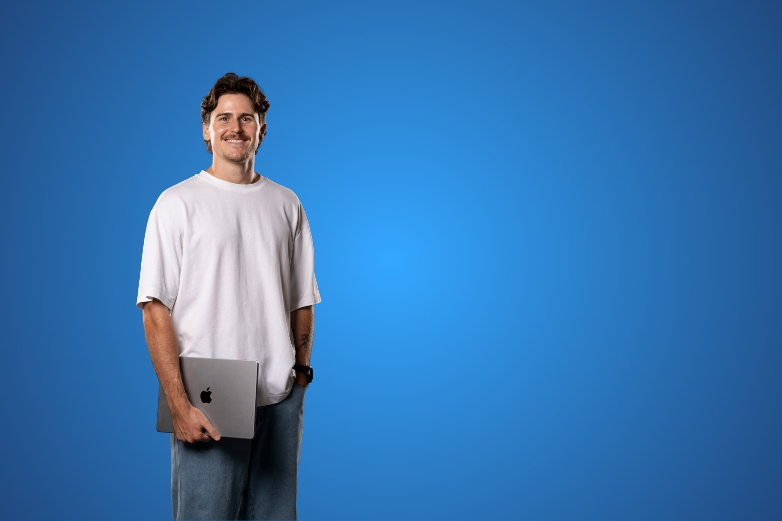 Bailey holding laptop