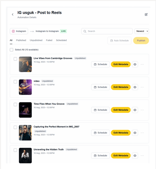 Instagram content migration and cross posting to multiple platforms