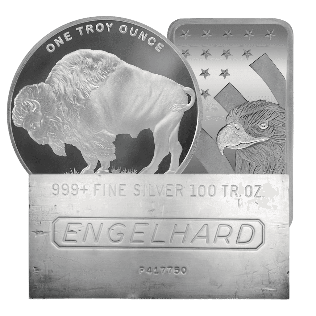 Vintage 100 troy ounce .999+ fine silver Engelhard bullion bar.