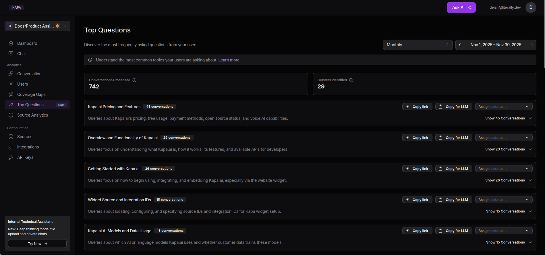 The Top Questions section in  Kapa