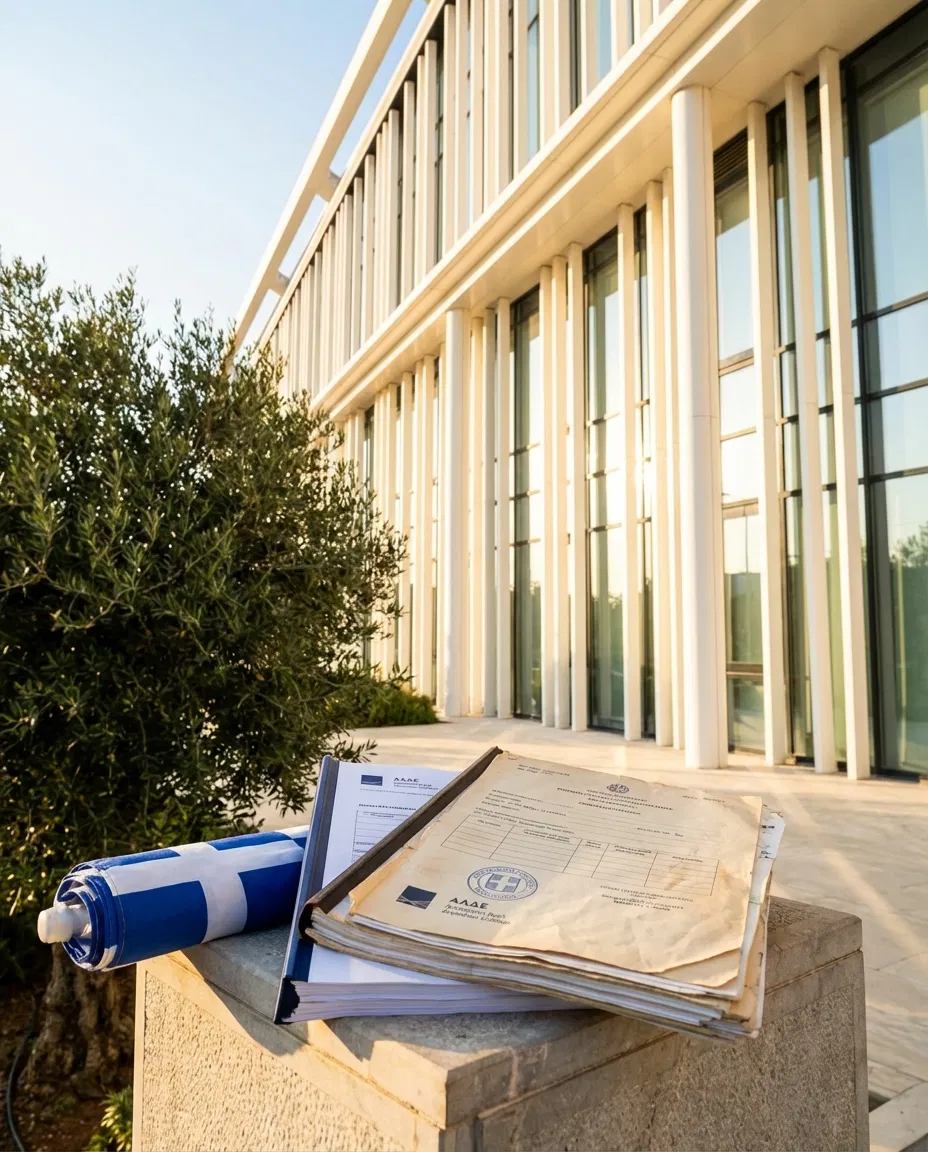 Building of the AADE with symbolic elements of Greek property declaration forms