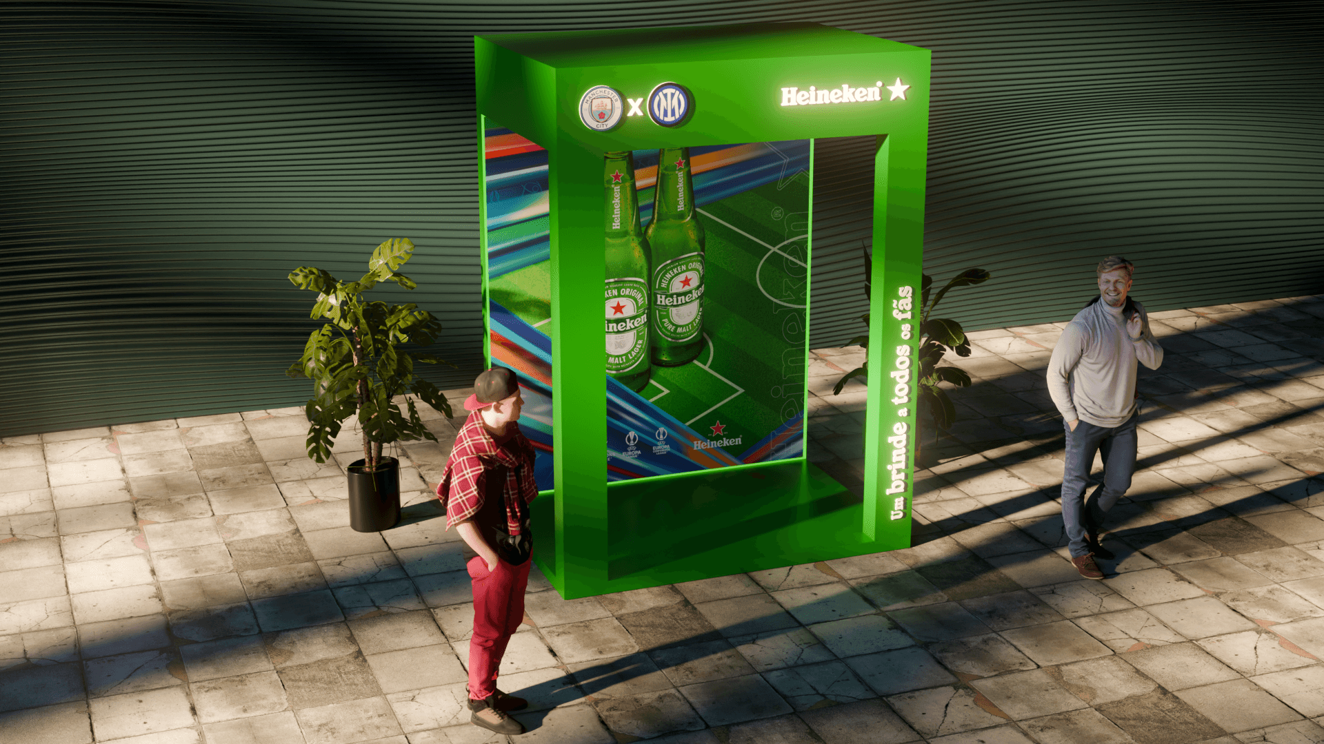 Group of smart speakers with glowing tops, set against a dark, starry background.