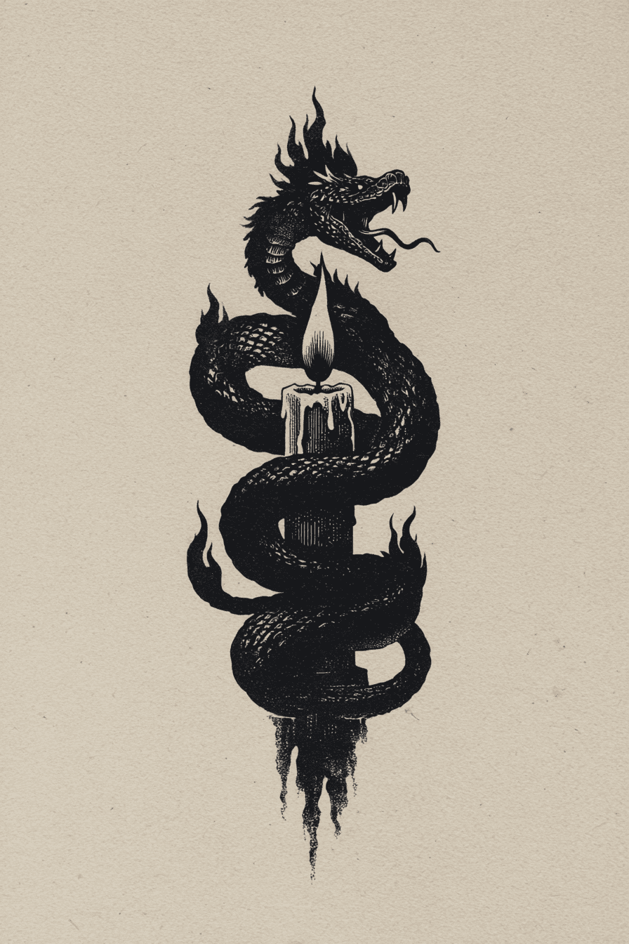 Snake with Candle sketch