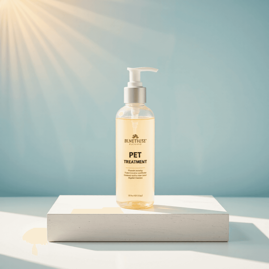 product photography of a bottle of pet treatment