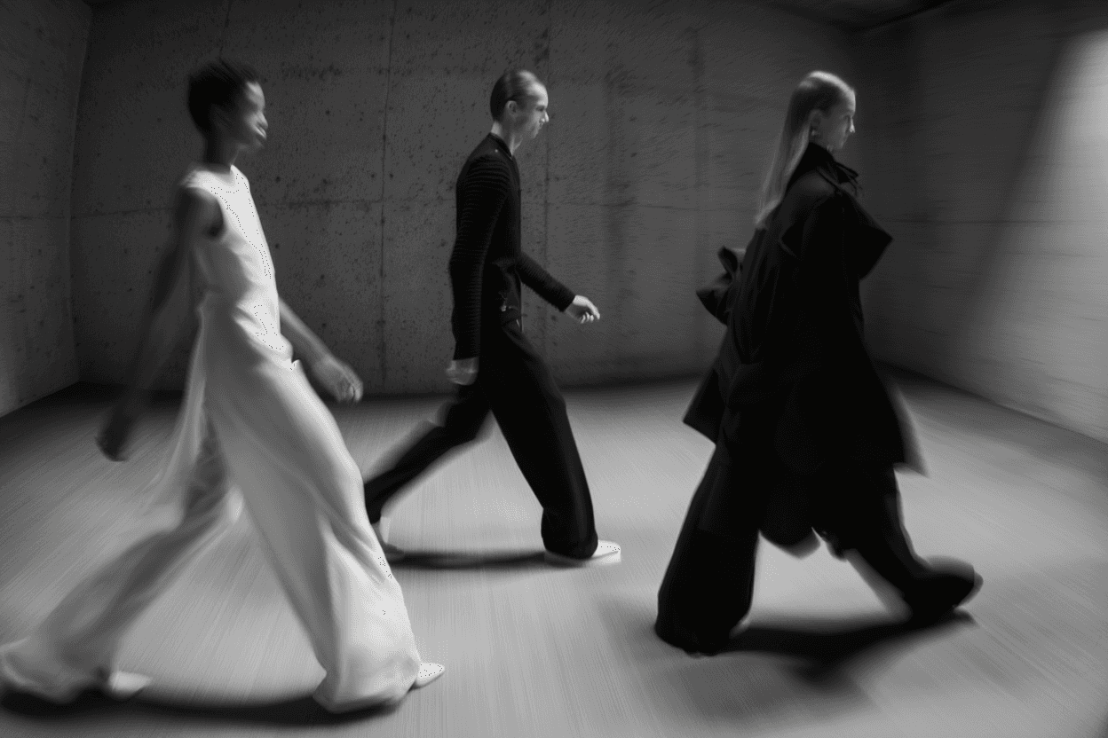 three people walking