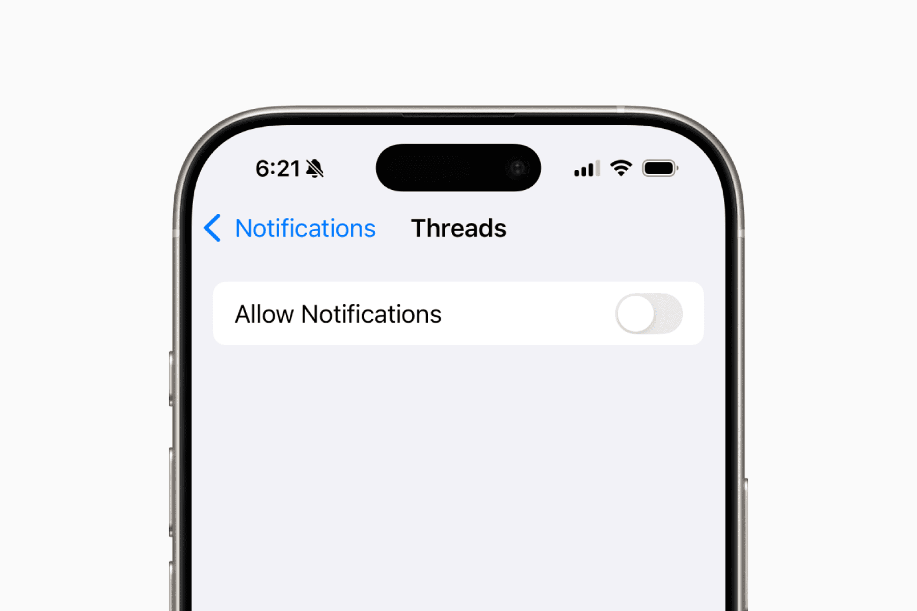 Allow notifications turned off on iPhone