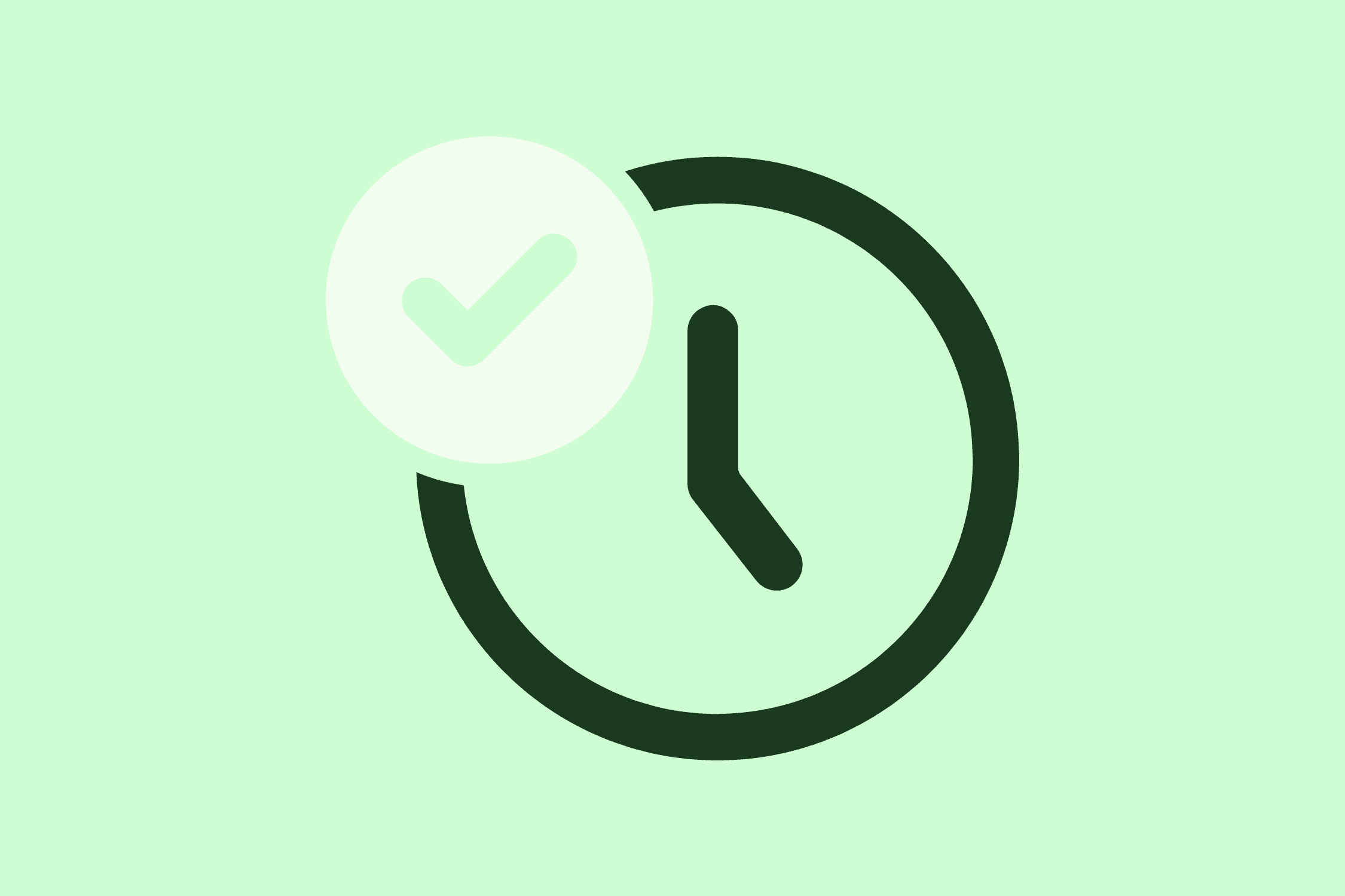 Clock icon with check mark representing accurate, on-time filings and deadlines