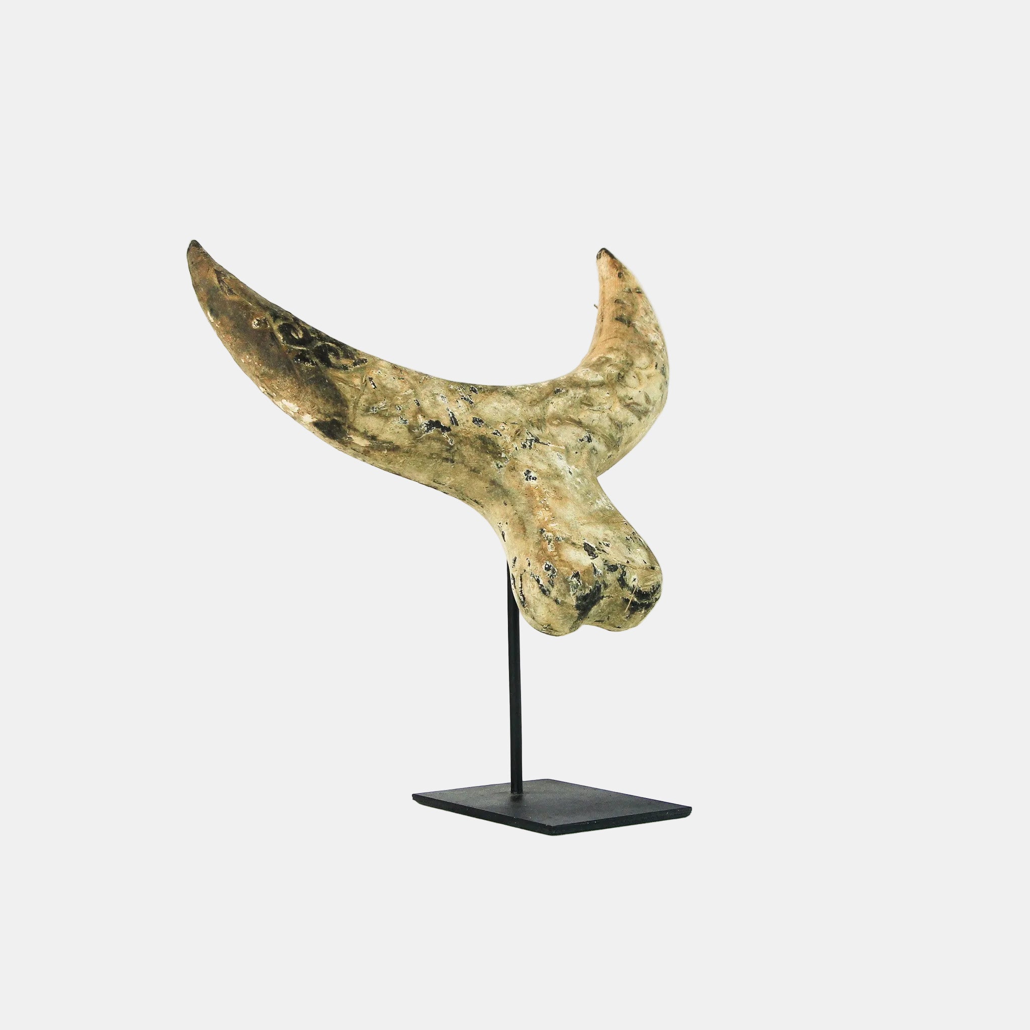 Sculpture en bois : Tête de Buffalo sur socle