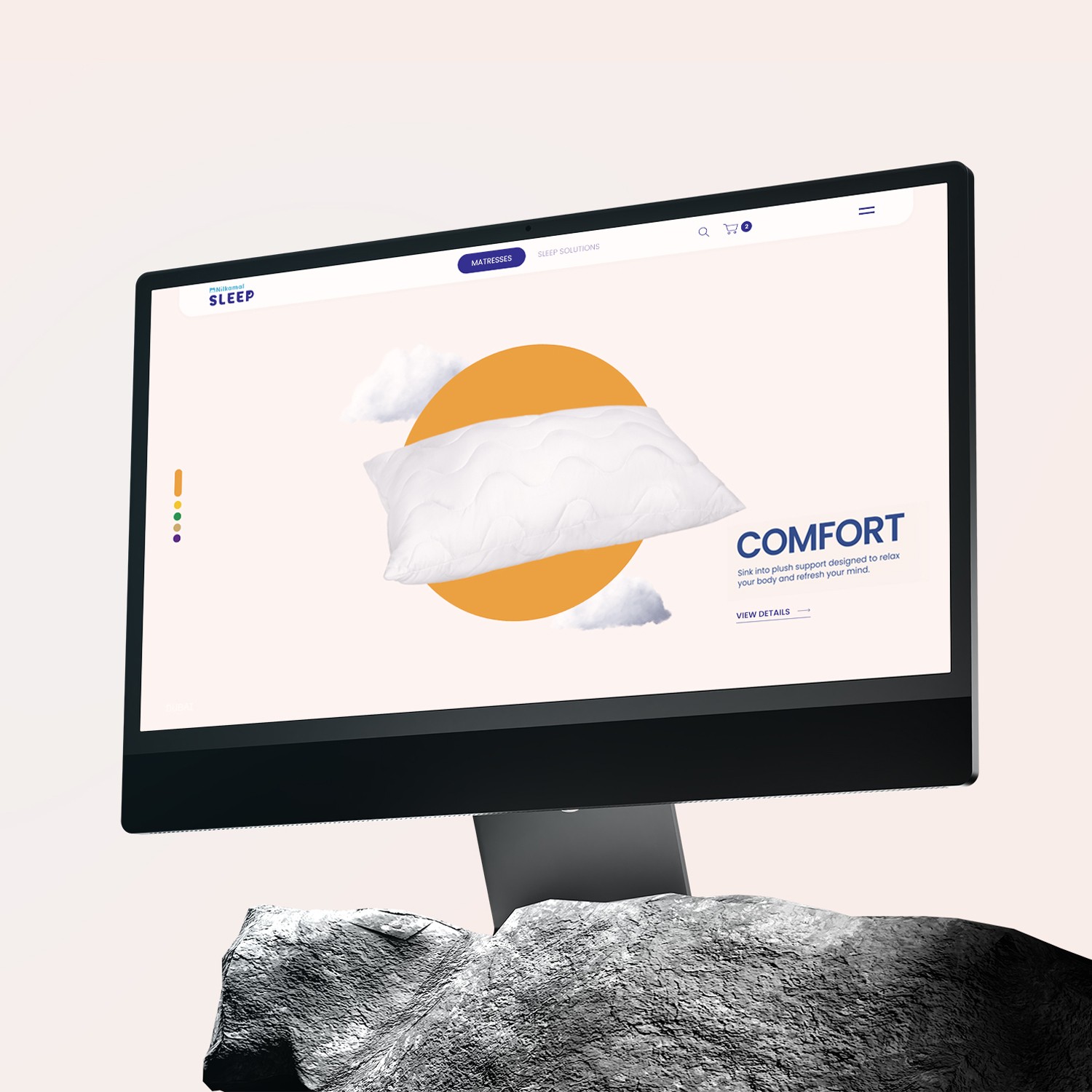 Product listing screen with clean white space and mattress filter navigation