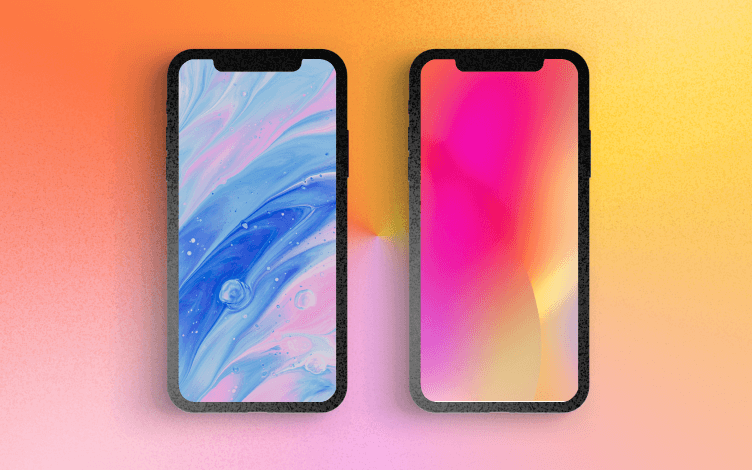 two mobile phones with wallpaper