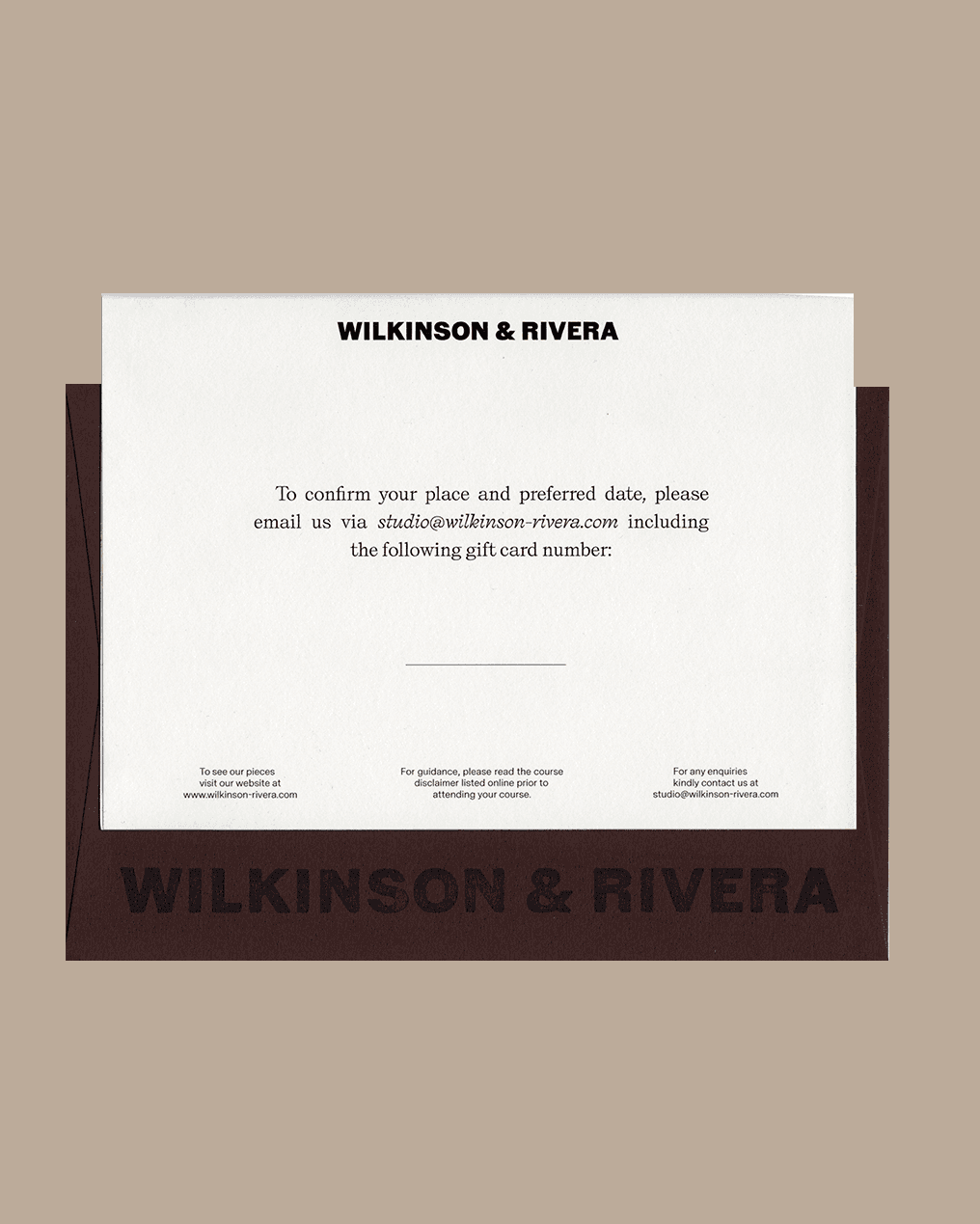 An invitation to Wilkinson & Rivera course with directions on how to confirm your placement