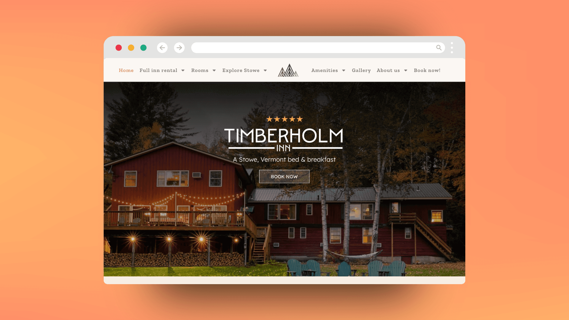 Timberholm Inn website homepage design