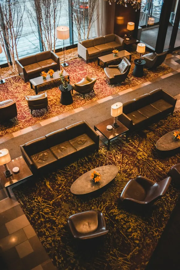 Modern hotel lobby seating area