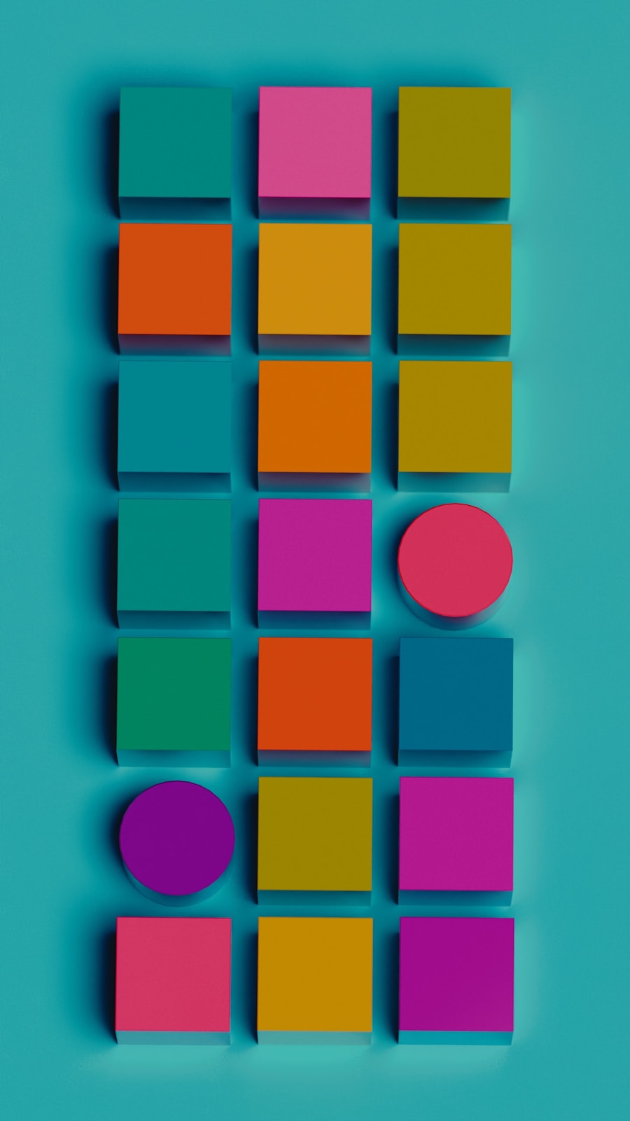 Colorful shapes on blue background