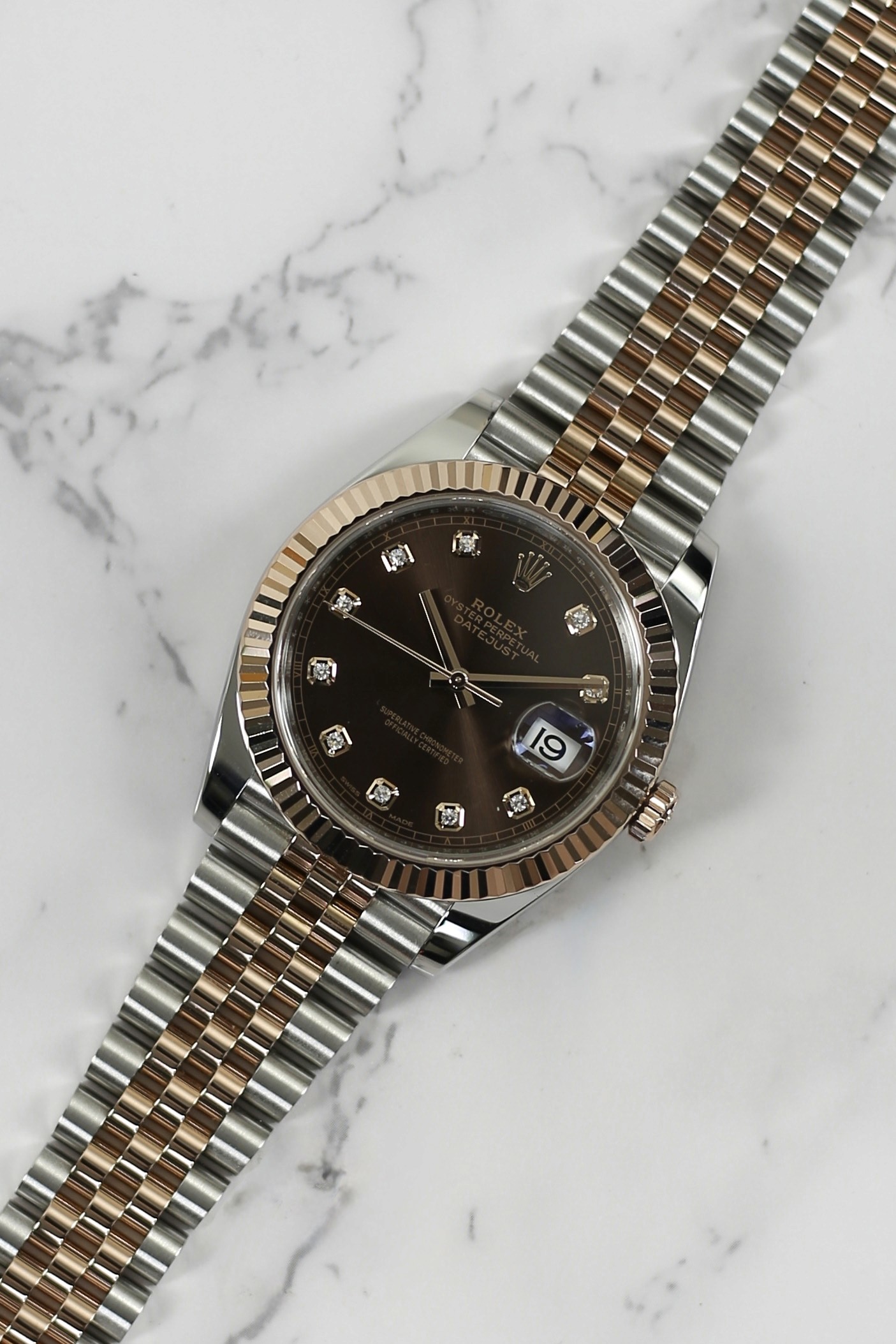 DATEJUST CHOCOLATE DIAMOND 18K EVEROSE GOLD BEZEL