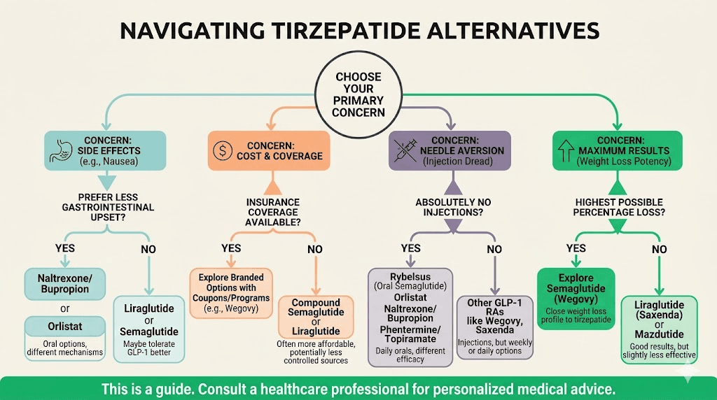 How to choose the right tirzepatide alternative decision flowchart