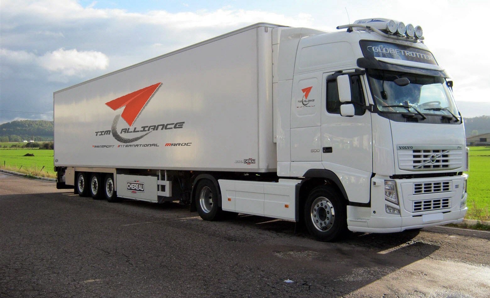 White Refrigerated truck parked