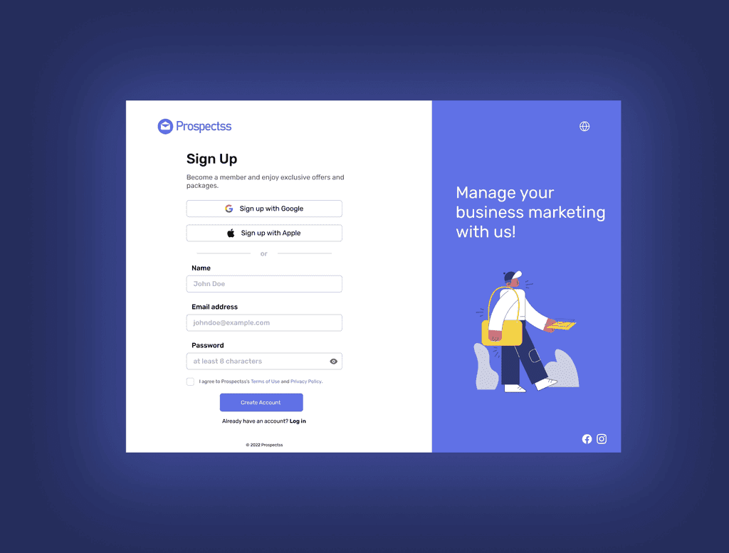 Prospectss Signup Page img