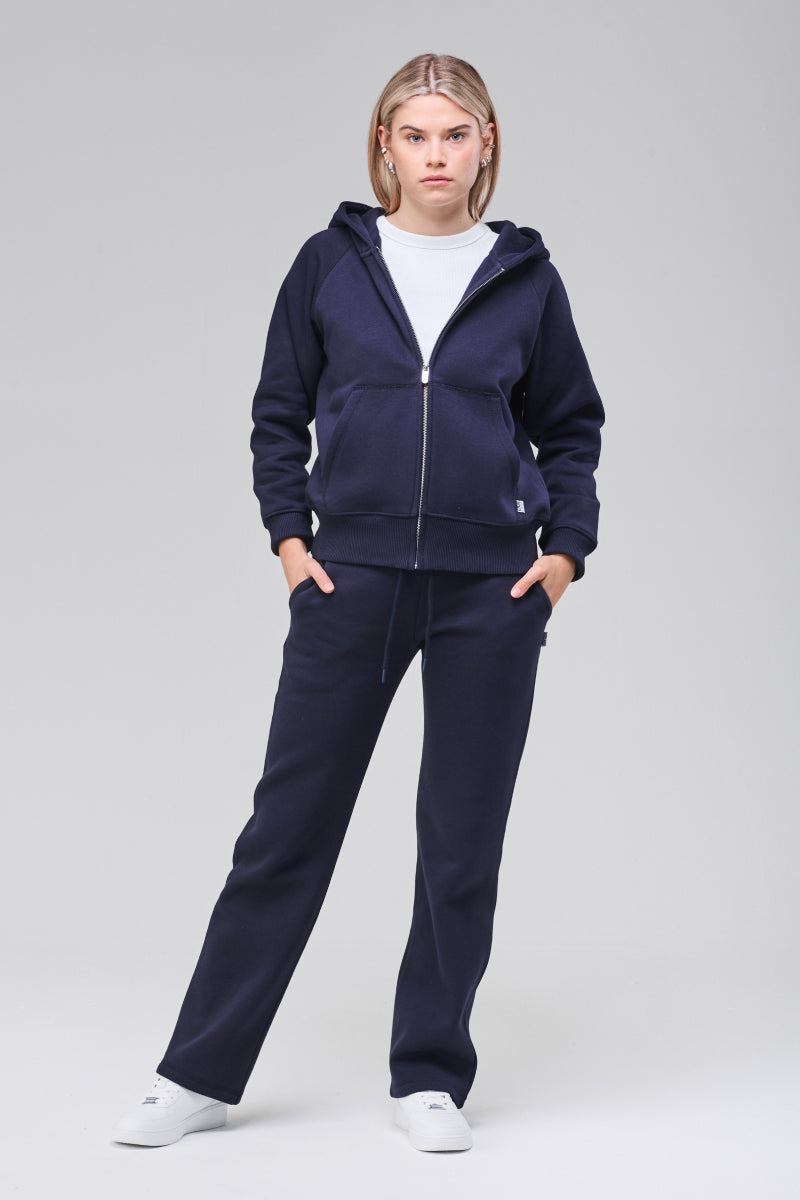 Sunday Superior Belmont Zip Hoodie in rich navy colorway, front view