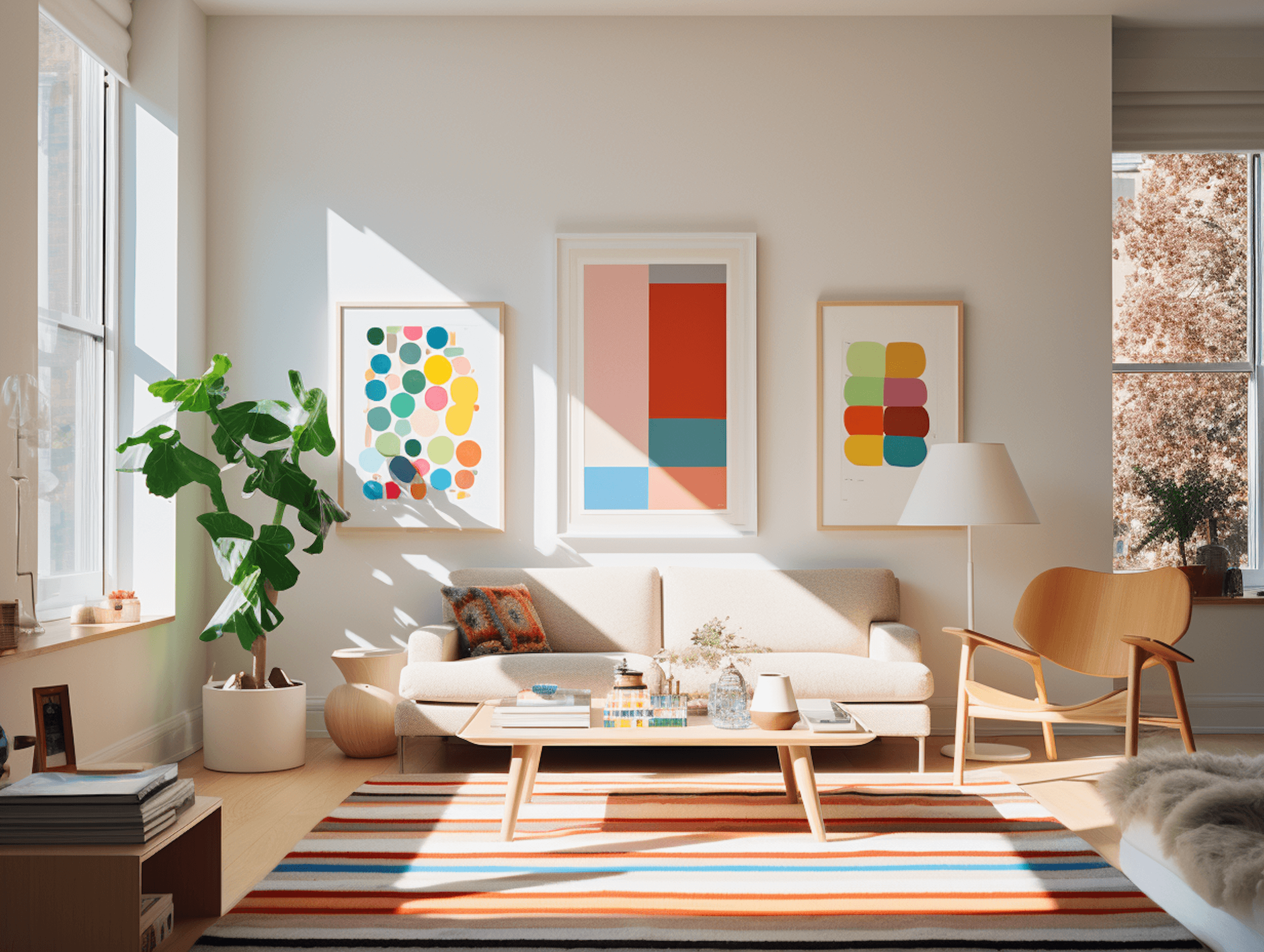 Living room with large windows