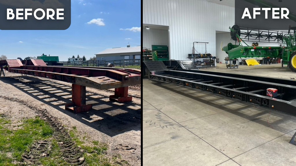Rochester Mobile Sandblasting & Painting Lowboy Trailer, Rochester Sandblasting, RMS, Rochester Mobile Sandblasting & Painting 