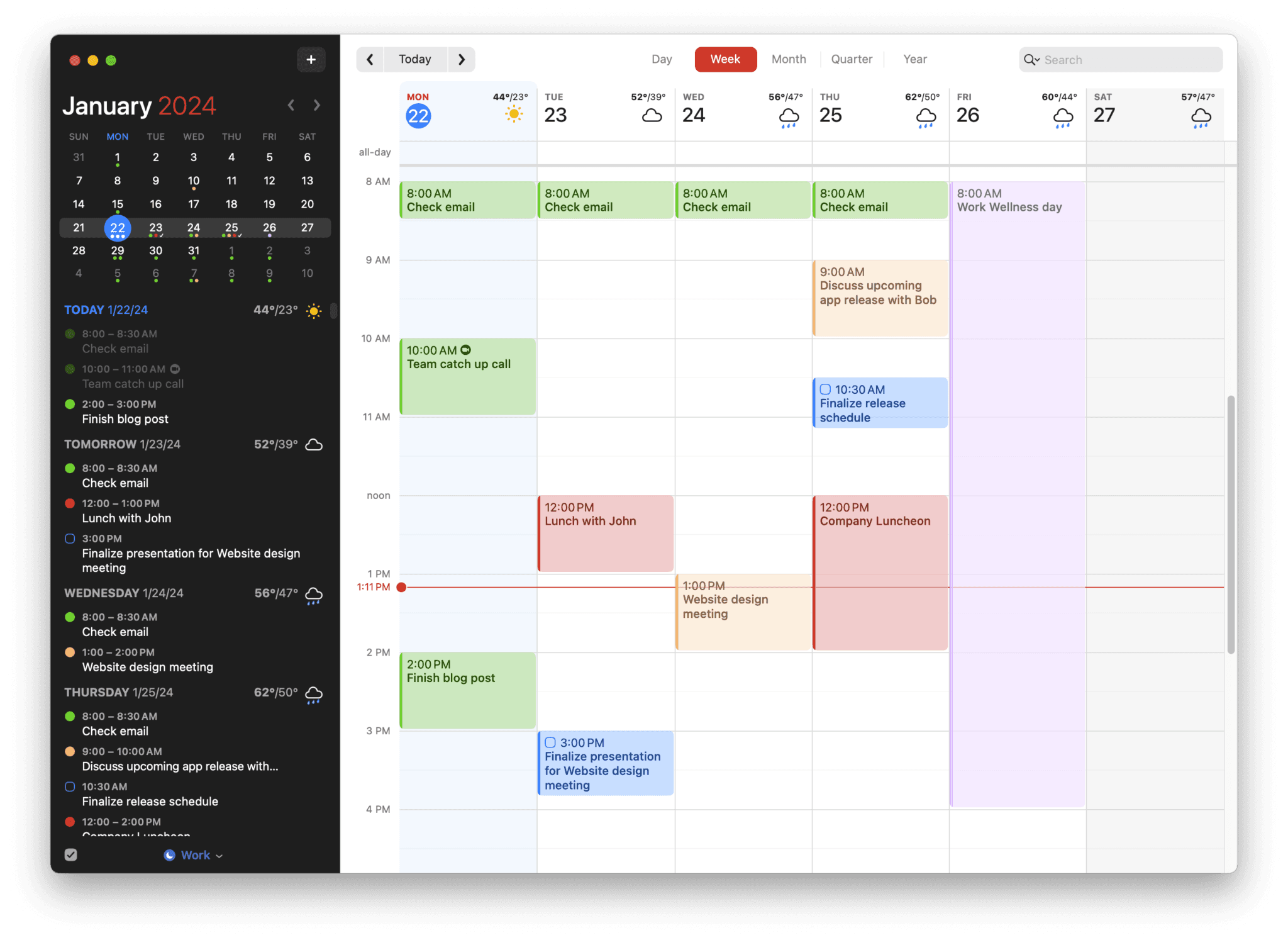 fantastical screenshot showing calendar view