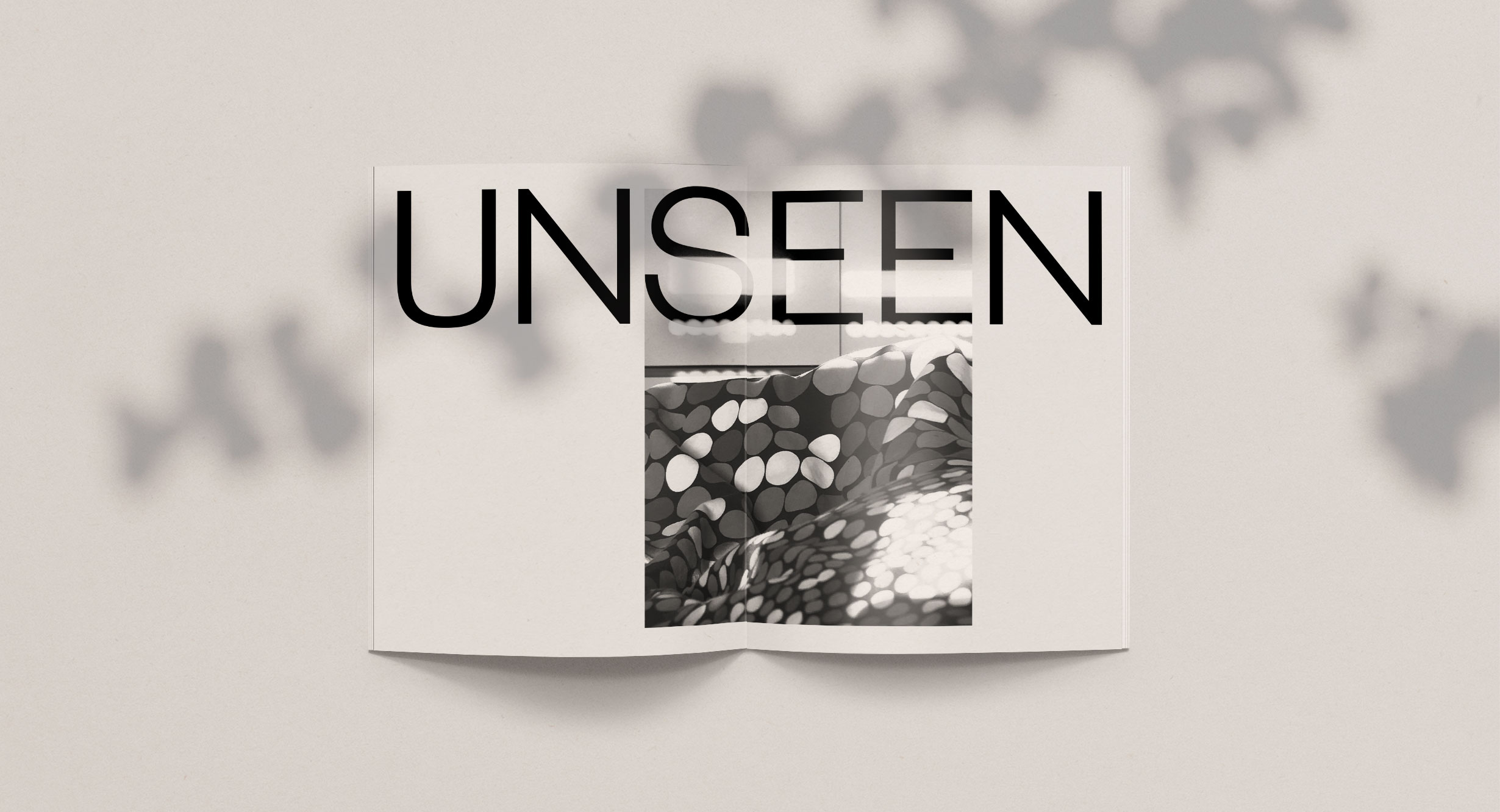 Unseen zine internal spread design.