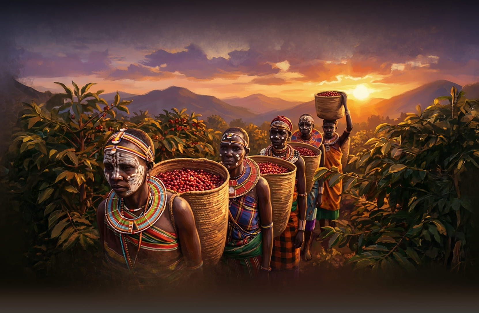 Tulon Kenyan coffee brand identity by BMEG, featuring earthy sophisticated tones, cultural accents, and AI-driven product photography that celebrates ancestral heritage and origin pride.
