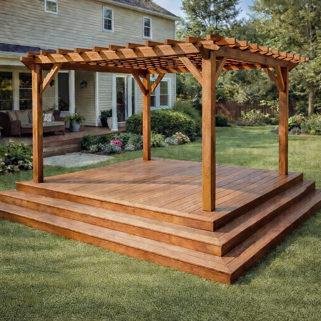 Luxury pergolas in the backyard.