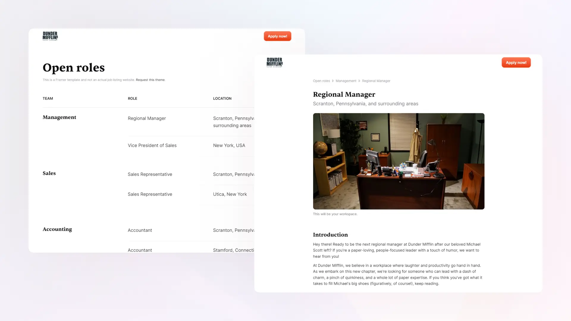 A Framer template for your job listings. Integrate it with HubSpot or other platforms.