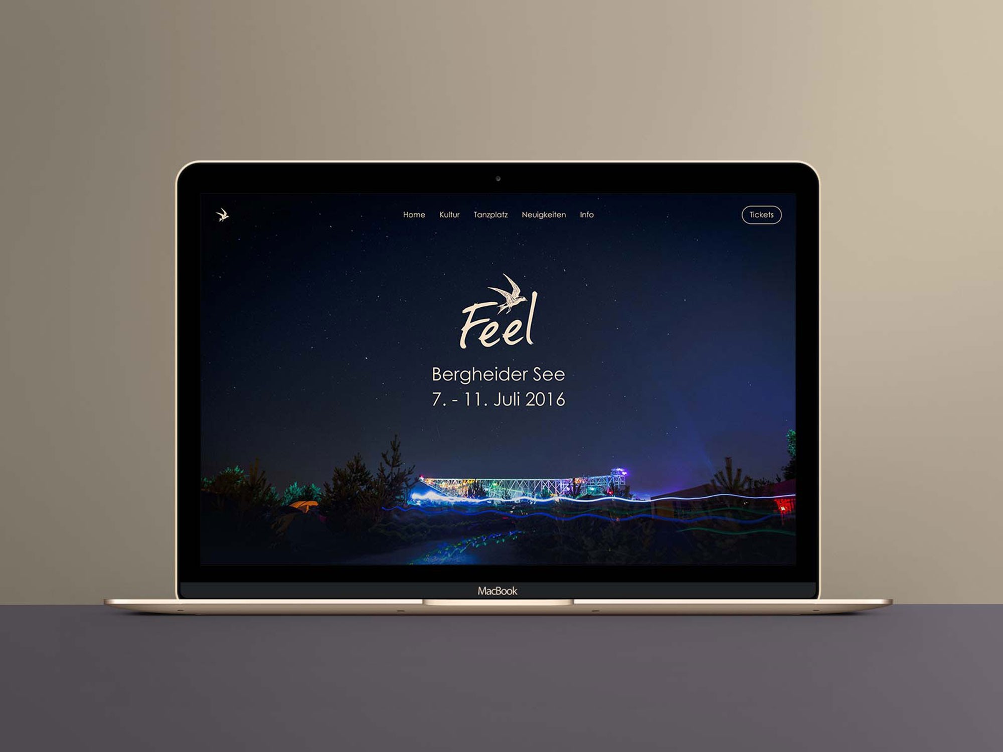 Laptop version of the Feel website