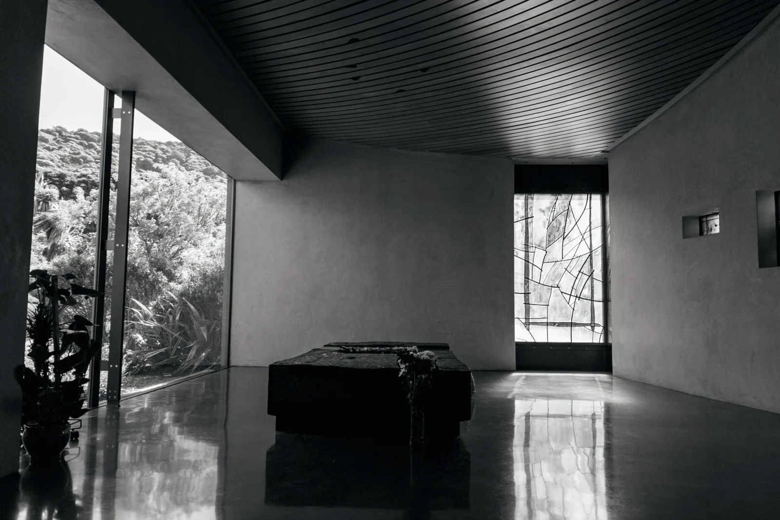 Modern empty room with a large window