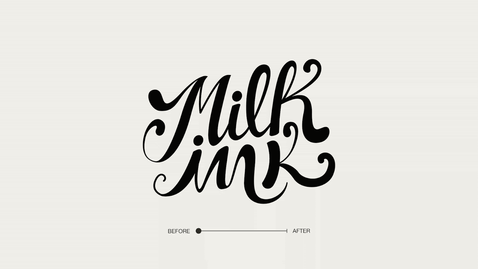 Gif que mostra o antes e depois do Brand Refresh da marca Milk Ink.