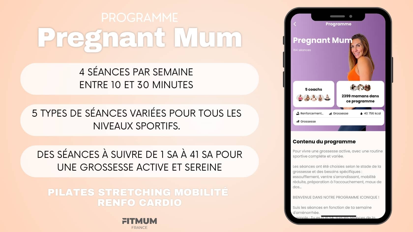 Programme Pregnant Mum de FitMum France pour faire du sport pendant la grossesse avec des séances adaptées