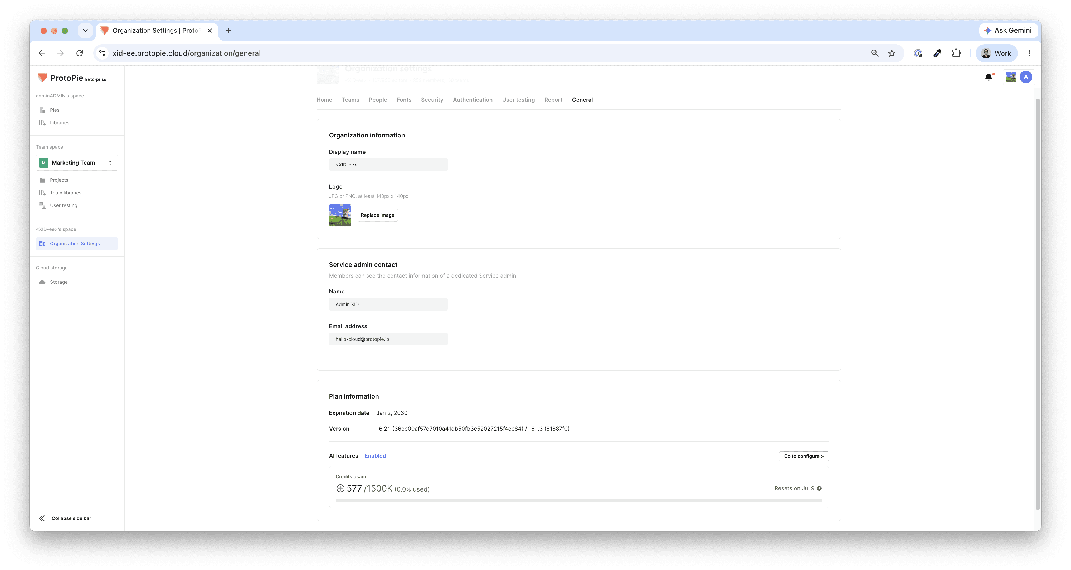 track ai credit usage on protopie cloud
