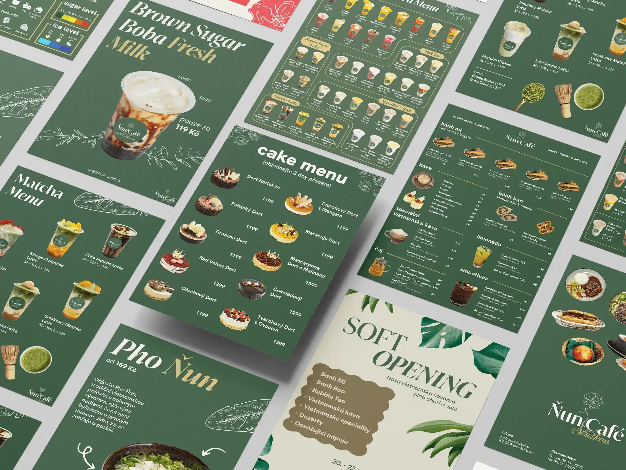 Tiskové menu a materiály pro kavárnu Ňun Café