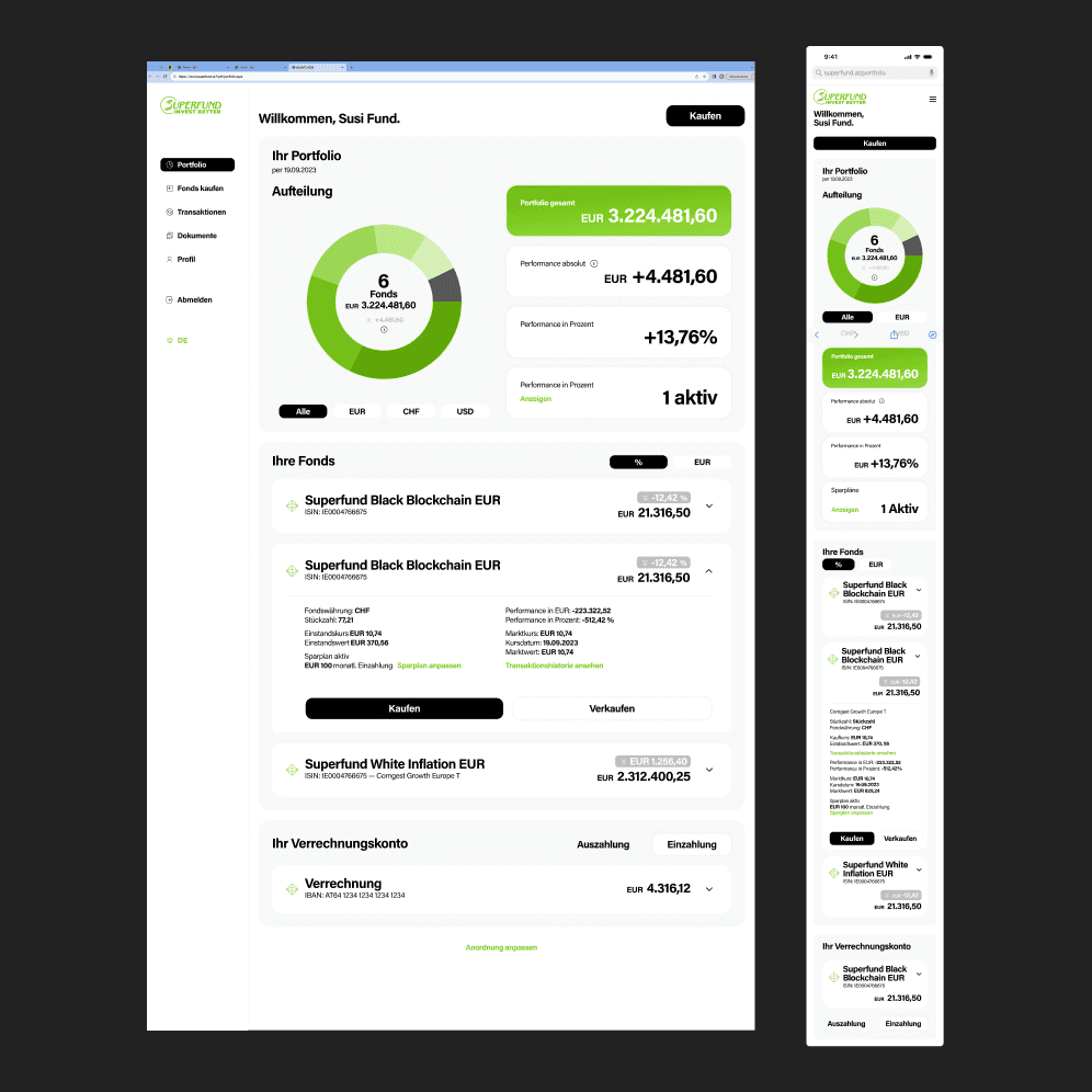 Mockup einer responsiven Software auf Laptop und Smartphone, UX-Design & Designsystem