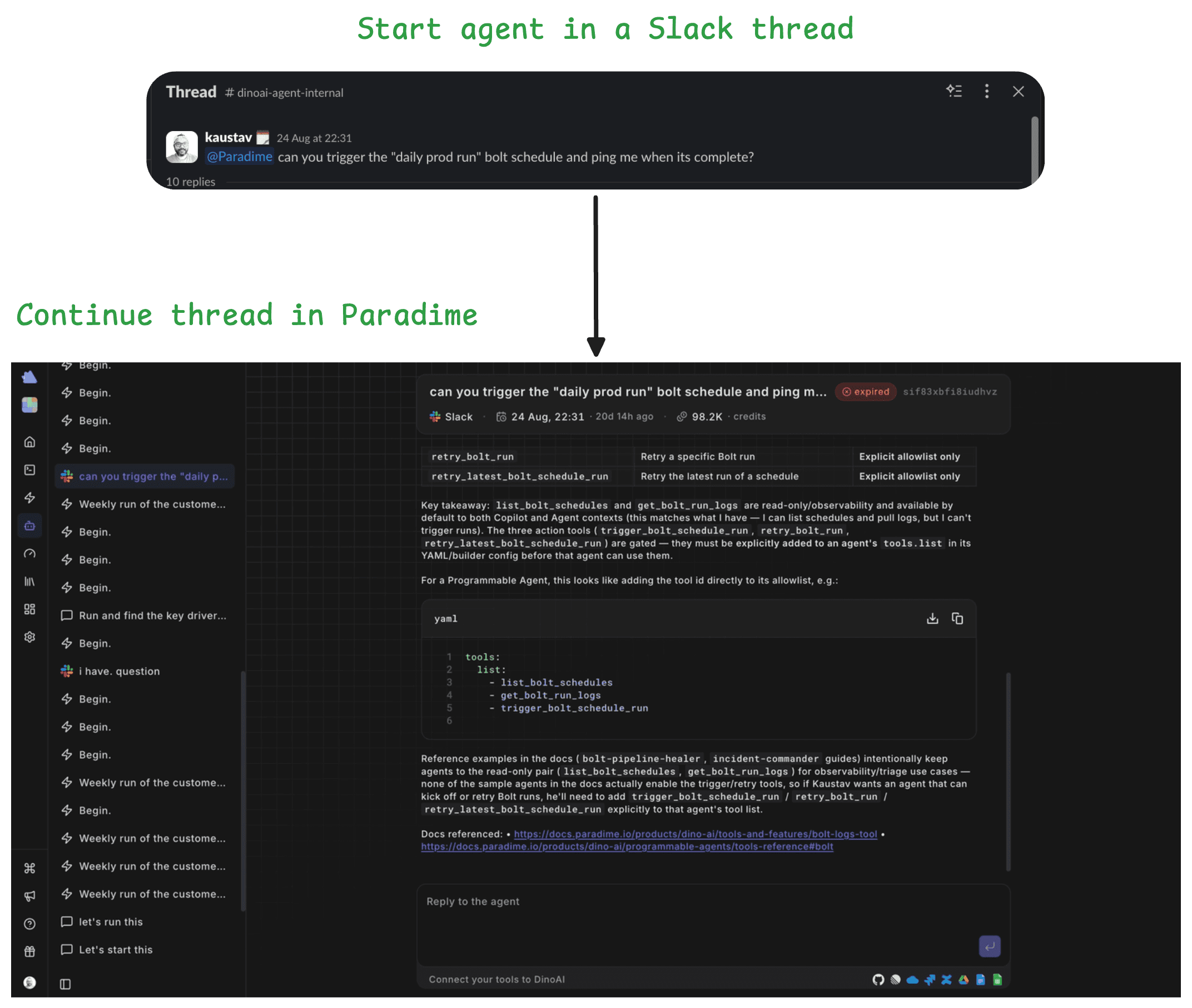 agent studio dinoai slack