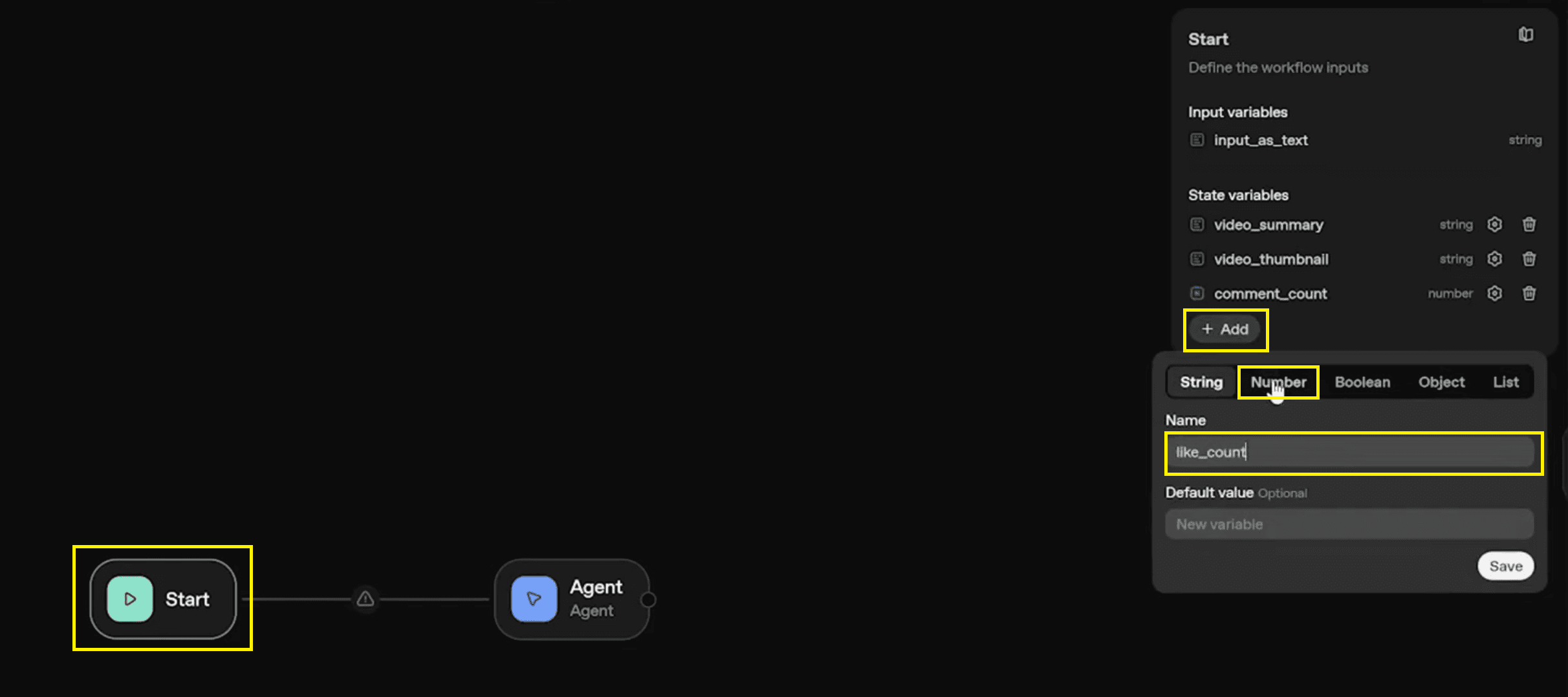 2. start - like count - variable