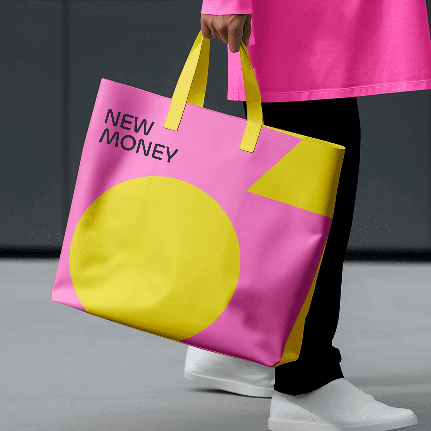Shopping bag with neon-accented brand motif, highlighting Westpoint’s retail design identity