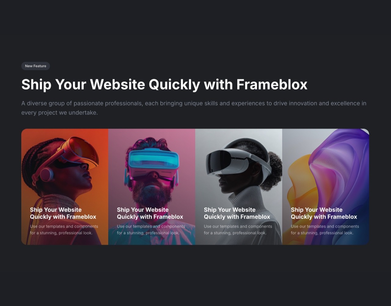 Framer Dark Features Section - Frameblox UI