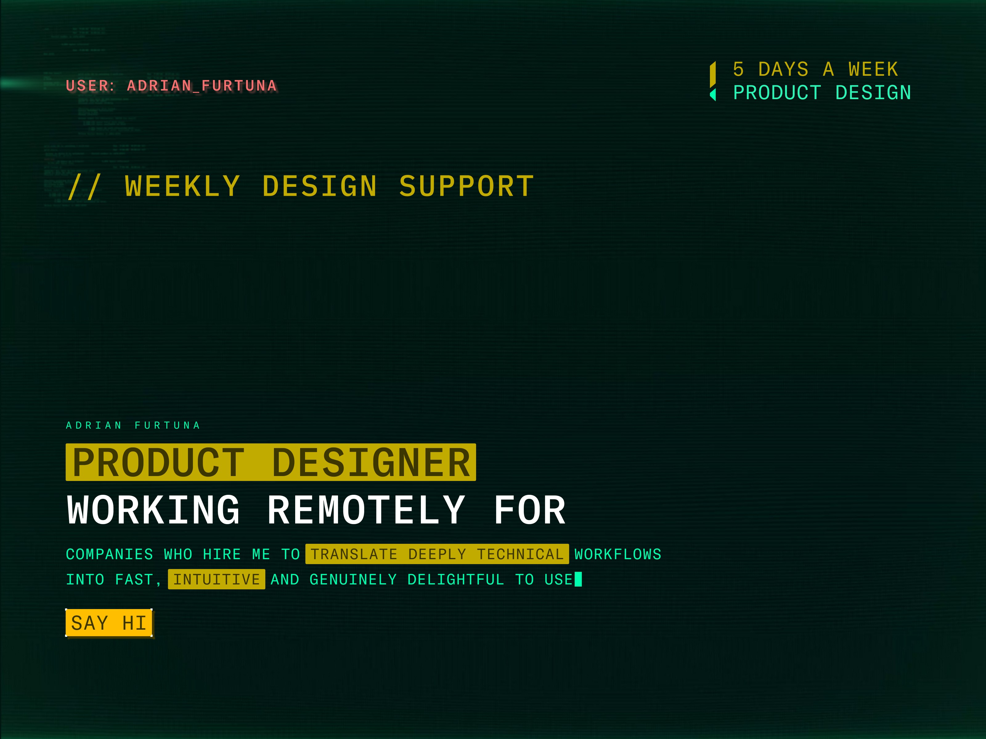 Adrian Furtuna website homepage built with Framer