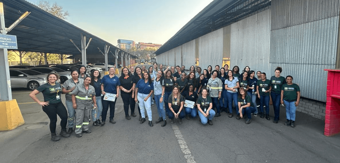 female similing while looking up at the clouds