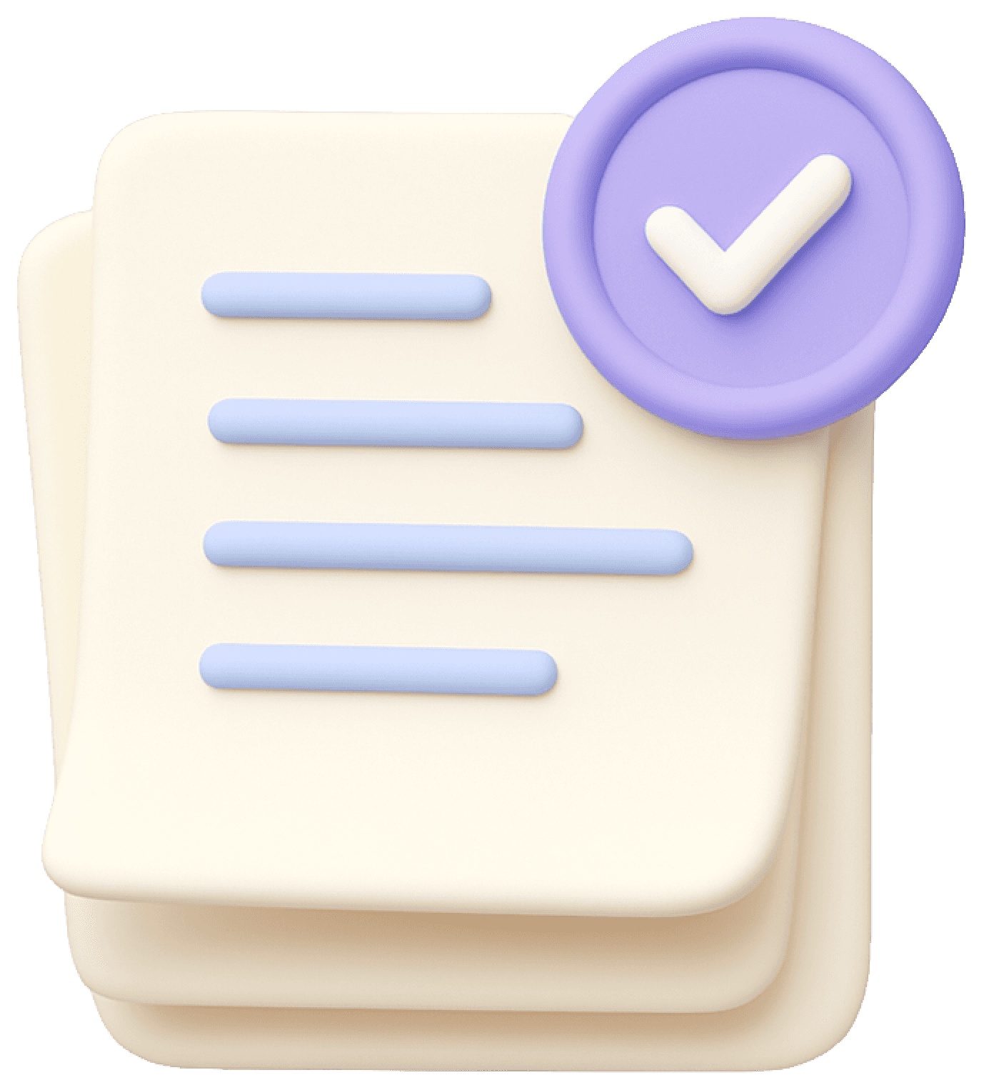 A claymation style illustration showing lines of text and a check mark at the edge