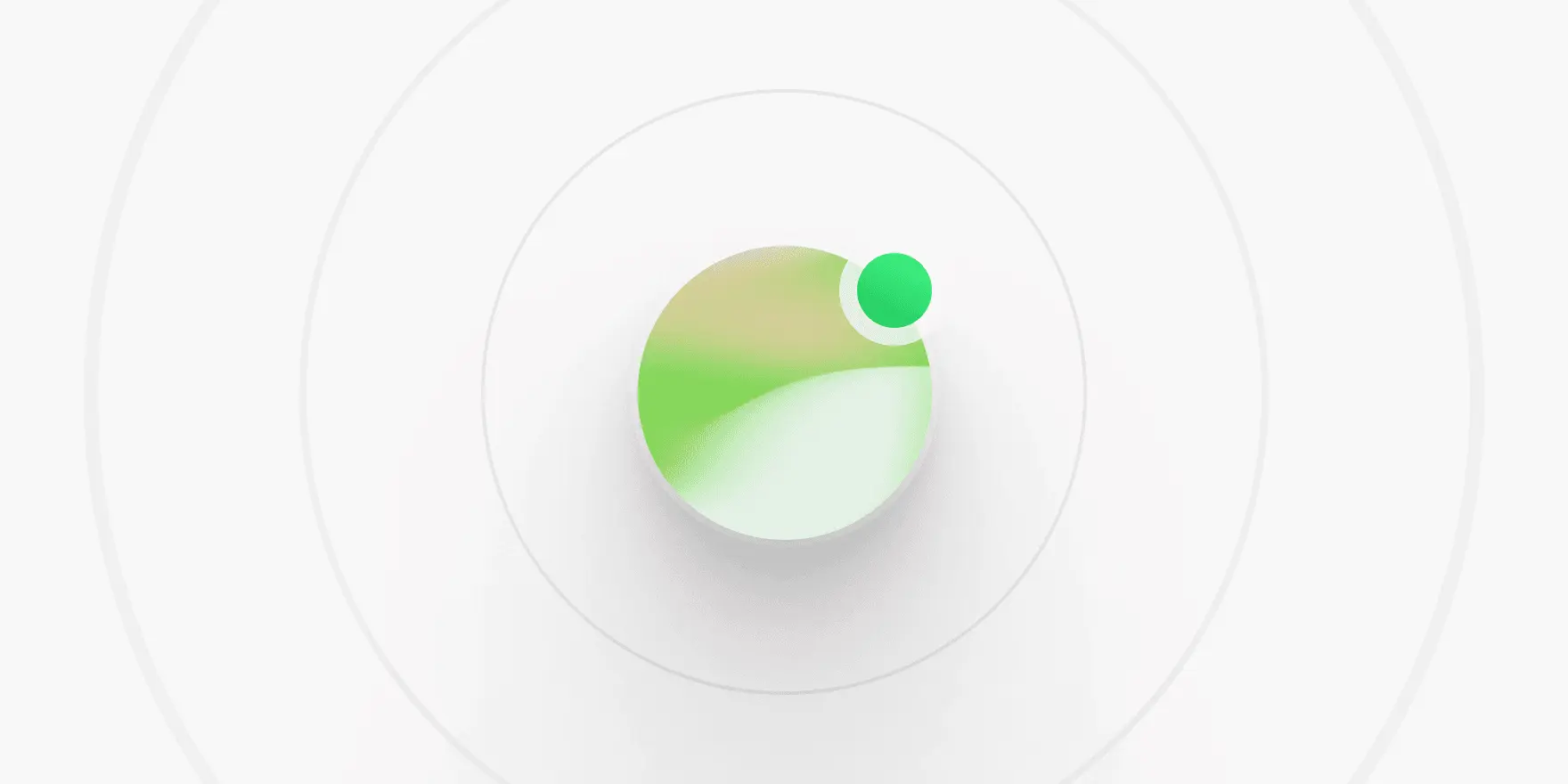 Circular graphic with green dot on white background