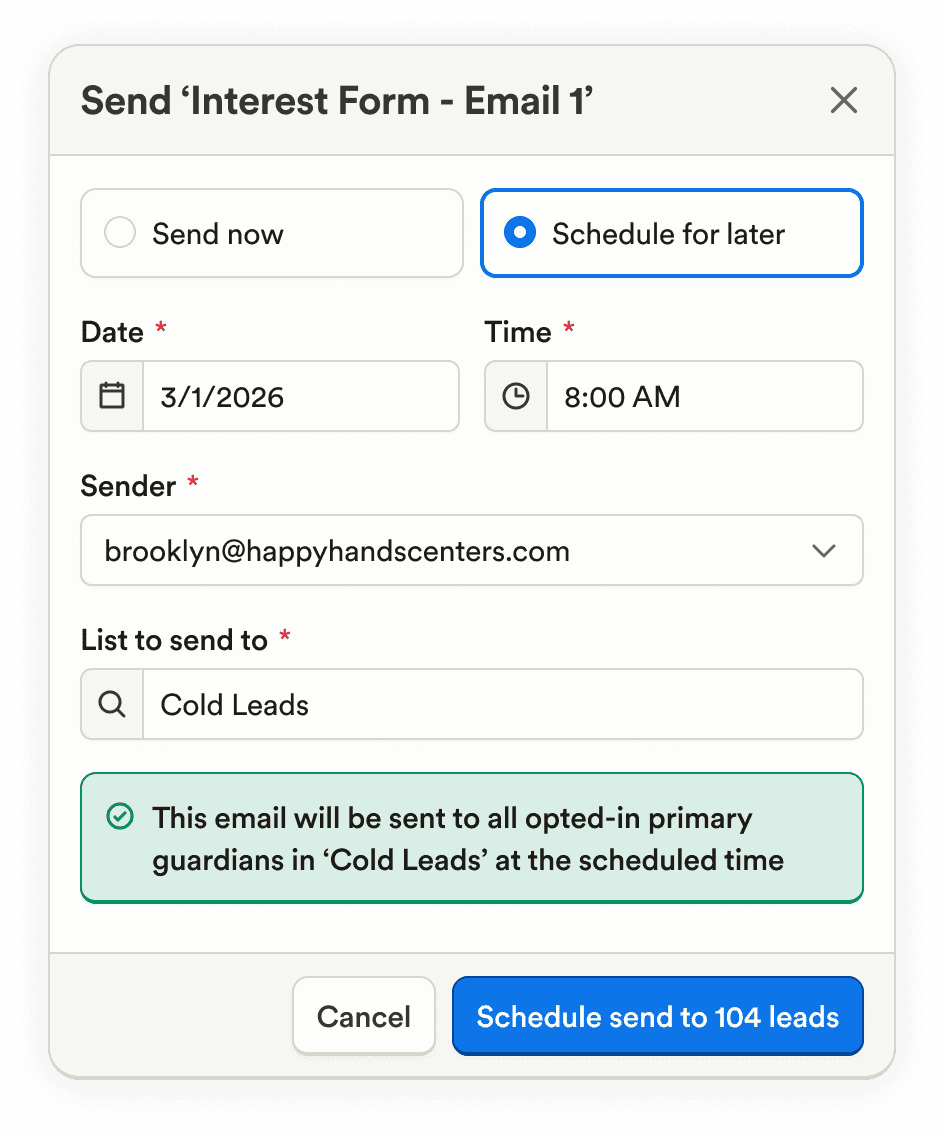 Schedule email sends