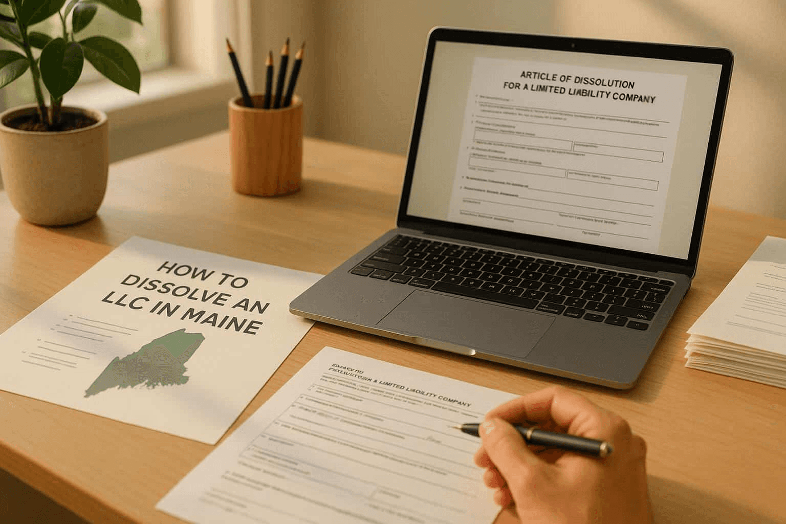 Person dissolving a Maine LLC business paperwork - How To Dissolve An LLC In New Hampshire 